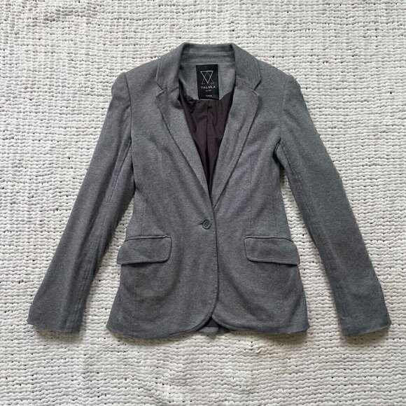 Talula Grey Pima Cotton Blazer - Size 4 - Picture 1 of 4